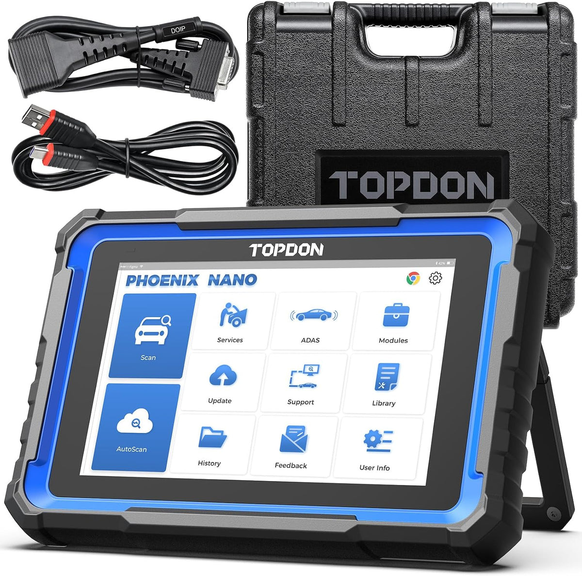 TOPDON Outil diagnostics pour système de moteur OBD-II, 8 pouces, 6000 mAh, 32+ Services de Réinitialisation, 2 Ans de mises à Jour gratuites
