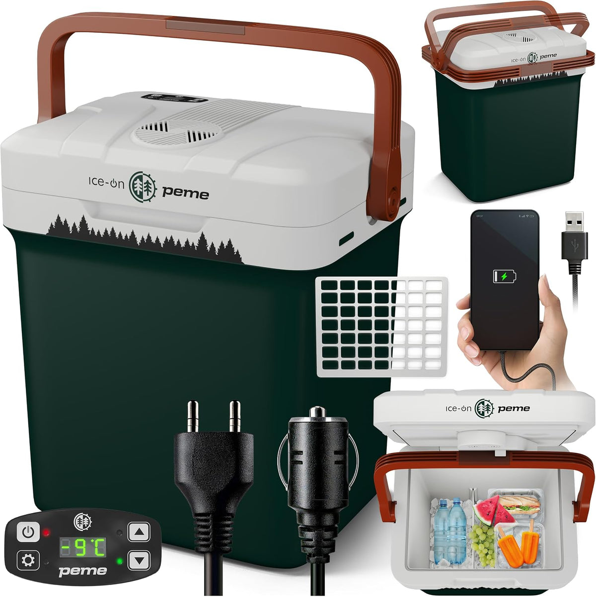 peme Glacière, 42 dB, 22, 9 L, 22, 9L, 230V, 12V, 18 °C, 65 °C, portable