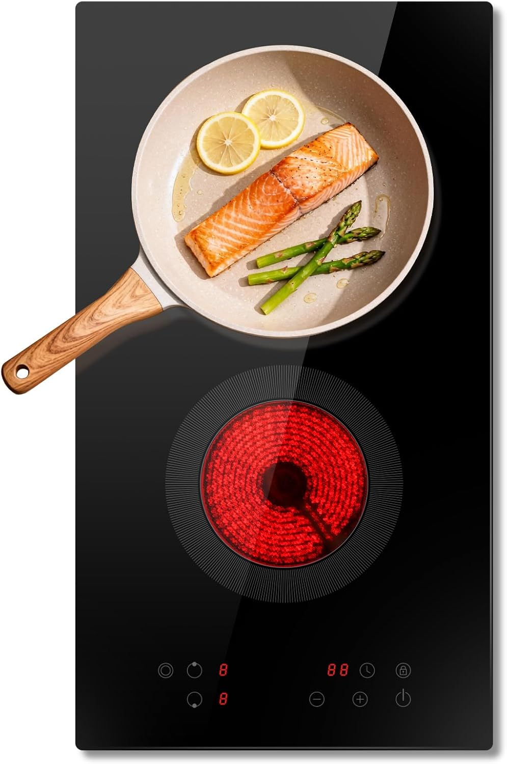 Plaque de cuisson Traenvir, réglable, 30 cm, 3400 W, 9 niveaux, 1200 W, 2200 W, encastrable de 30 cm, 9 niveaux de puissance, 2 plaques, minuterie