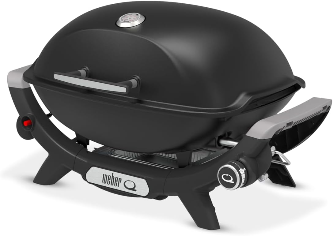 Weber Barbecue à gaz, acier inoxydable, 53 × 39 cm, Q2100N, 1 brûleur, 4, 1 kW, 316°C, 42cm, 76cm, 50cm, 13, 5kg, 2 Parties, 1501069, Noir