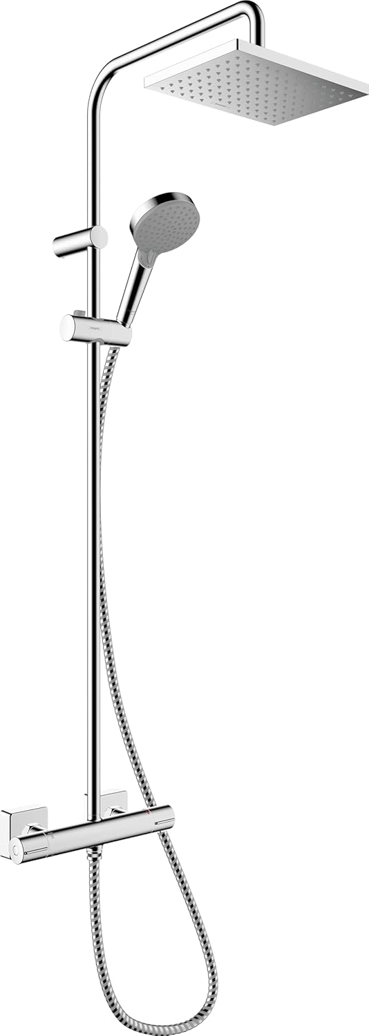 Système baignoire et douche, 23 × 17 cm, avec mitigeur thermostatique, Hansgrohe, 10 cm, Vernis Shape 230 Colonne de douche à économie d'eau