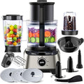 YASHE Robot multifonctions, 3 Vitesses, Pétrin avec Bol de 2, 5L et Blender de 1, 5L, acier inoxydable, 1300W, réglable, Mixeur