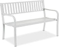 Banc, Acier, 82 × 127, 5 × 59, 5 cm, terrasse, Relaxdays, 121 × 41 cm, 27, 5 cm, 42, 5 cm, 2 Places, Blanc, Balcon
