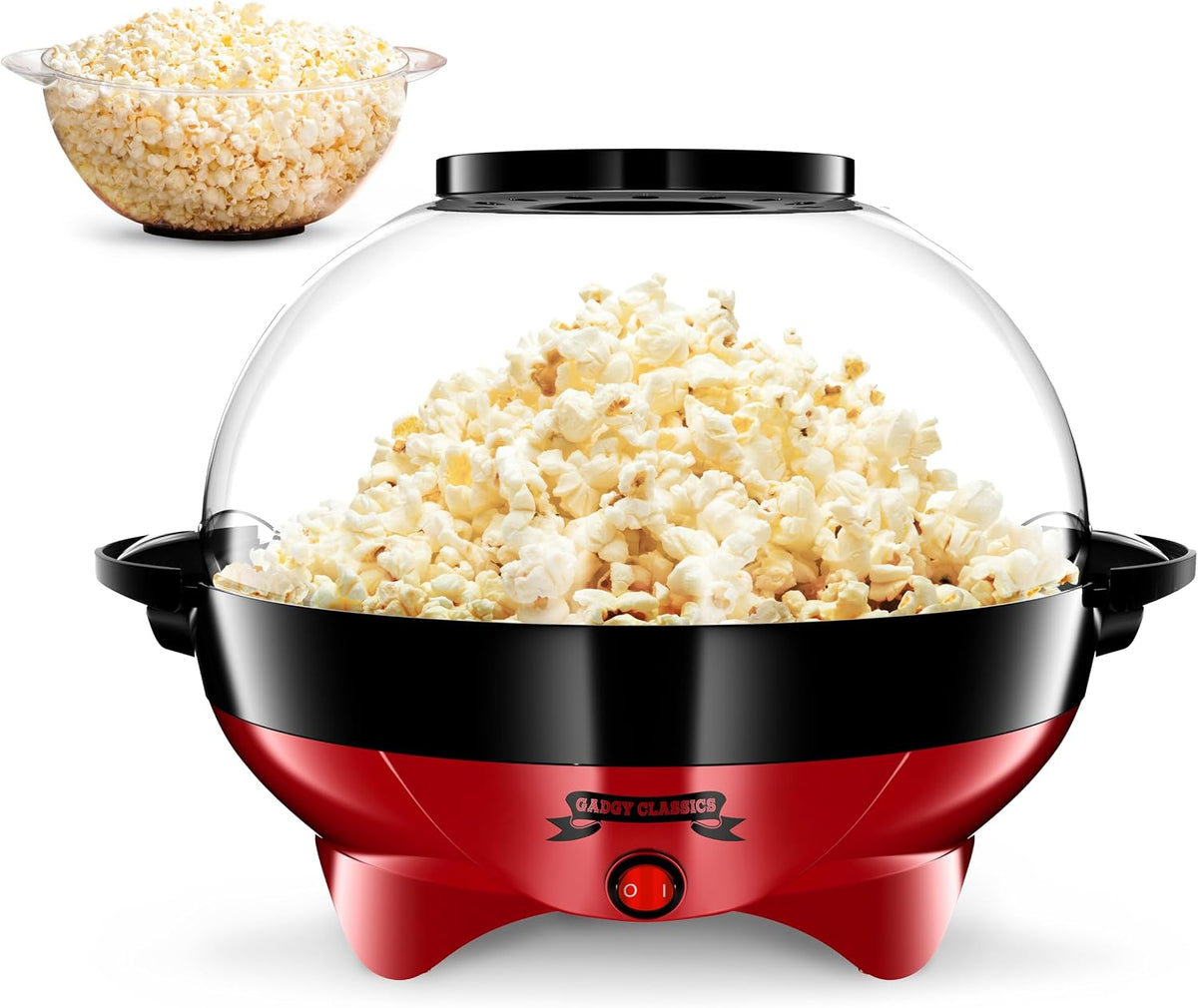 Appareil à popcorn, 5 L, Gadgy, Machine à Popcorn Rétro 5 L 800W Antiadhésive Rouge