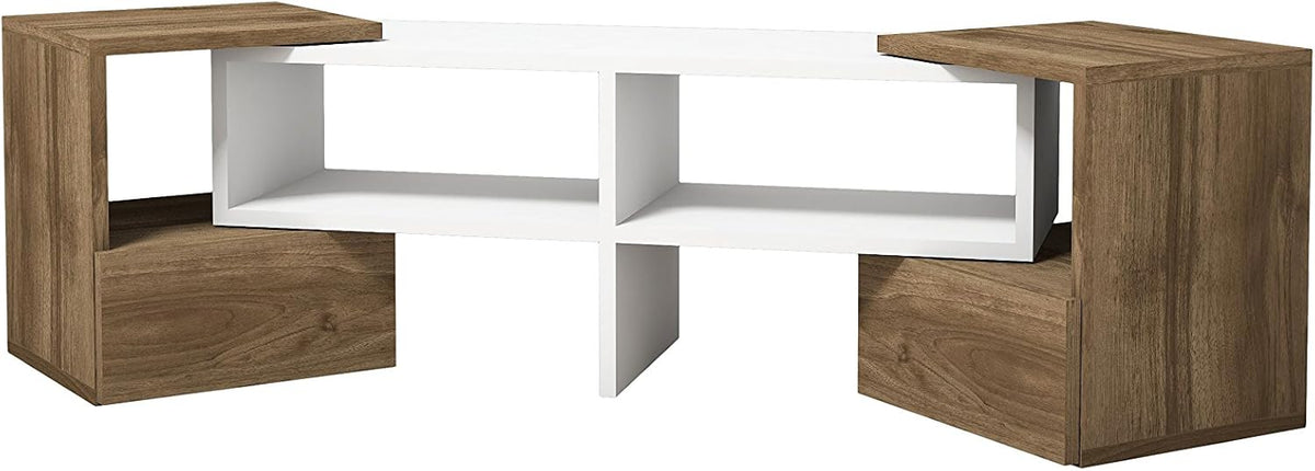 Meuble de rangement, 141, 2 × 29, 7 × 38, 8 cm, Homemania, 115 × 36 × 13 cm, 18 mm, 0, 40 mm, Best Seller Living Blanc/Walnut