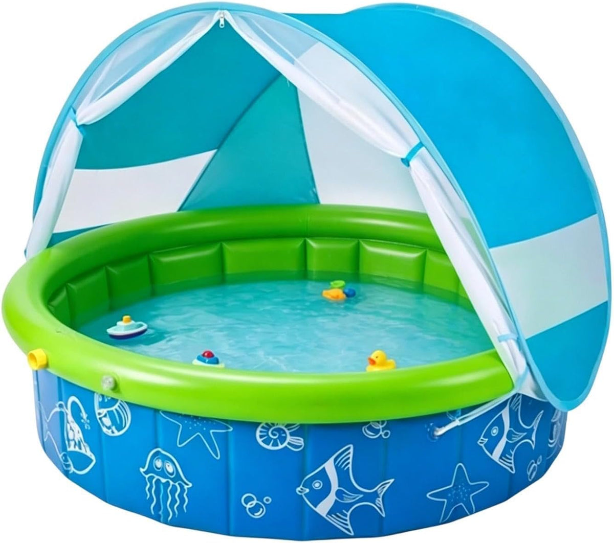Feixyn Piscine et bassins pour enfants, Piscine Pliable Pour Chien Et Enfant Avec Auvent Amovible, 100 × 30cm, portable