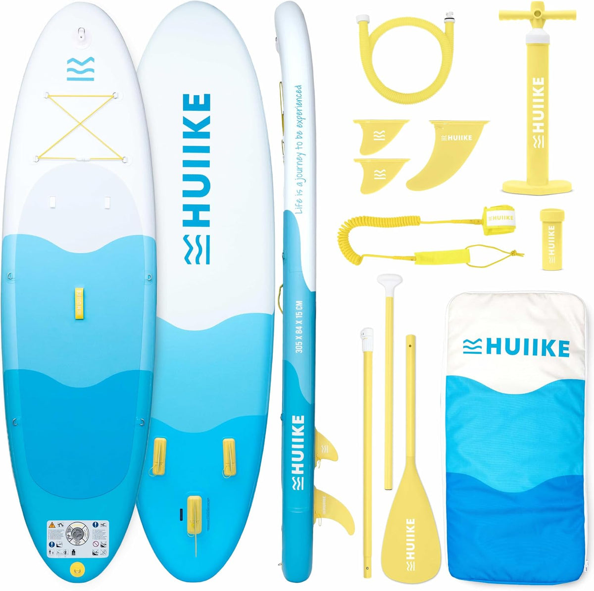 HUIIKE Planche gonflables, 305 × 84 × 15 cm, Paddle Gonflable Adulte 10' et Jusqu'à 130 kg, Accessoires Inclus, 130 kg
