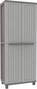 Armoire, pour Intérieur et Extérieur Couvert, 68 × 37, 5 × 170 cm, Terry, 2 portes, 4 Étagères, Jwood 368