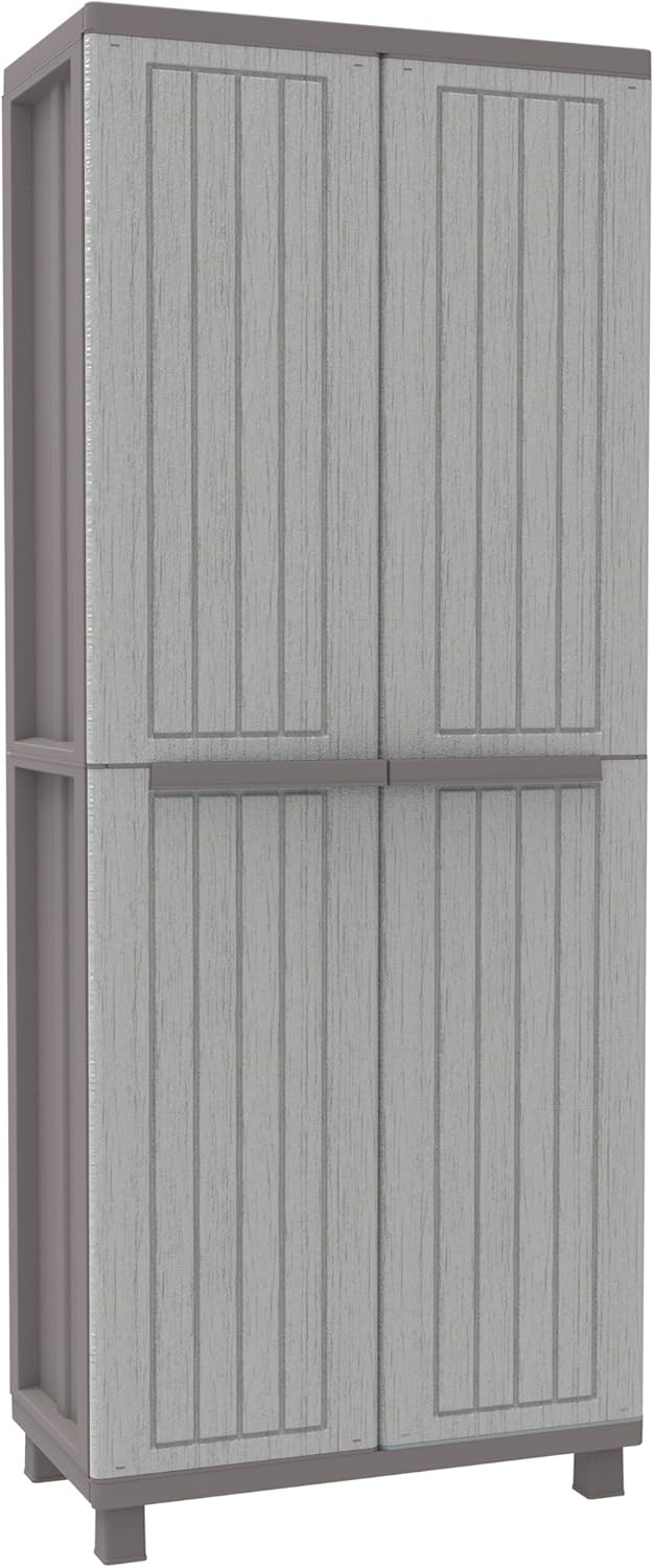 Armoire, pour Intérieur et Extérieur Couvert, 68 × 37, 5 × 170 cm, Terry, 2 portes, 4 Étagères, Jwood 368