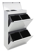 ARREGUI Système de tri des déchets, avec plateau supérieur multifonction, Top CR621-B Poubelle de recyclage en acier, 17 L, 68 L, 24, 5 cm, blanc
