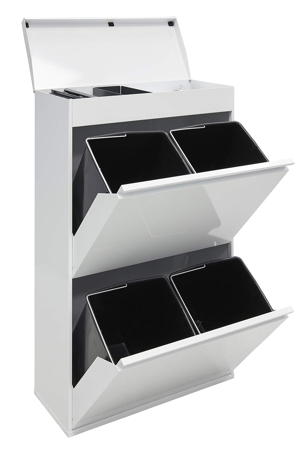 ARREGUI Système de tri des déchets, avec plateau supérieur multifonction, Top CR621-B Poubelle de recyclage en acier, 17 L, 68 L, 24, 5 cm, blanc