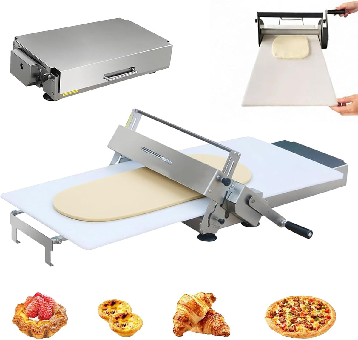 Machine à pâtes manuelles, acier inoxydable, Convient pour Le Pain, pliable, 25 mm, 0-25 mm, réglable, Laminoir à pâte Pliable, épaisseur réglable