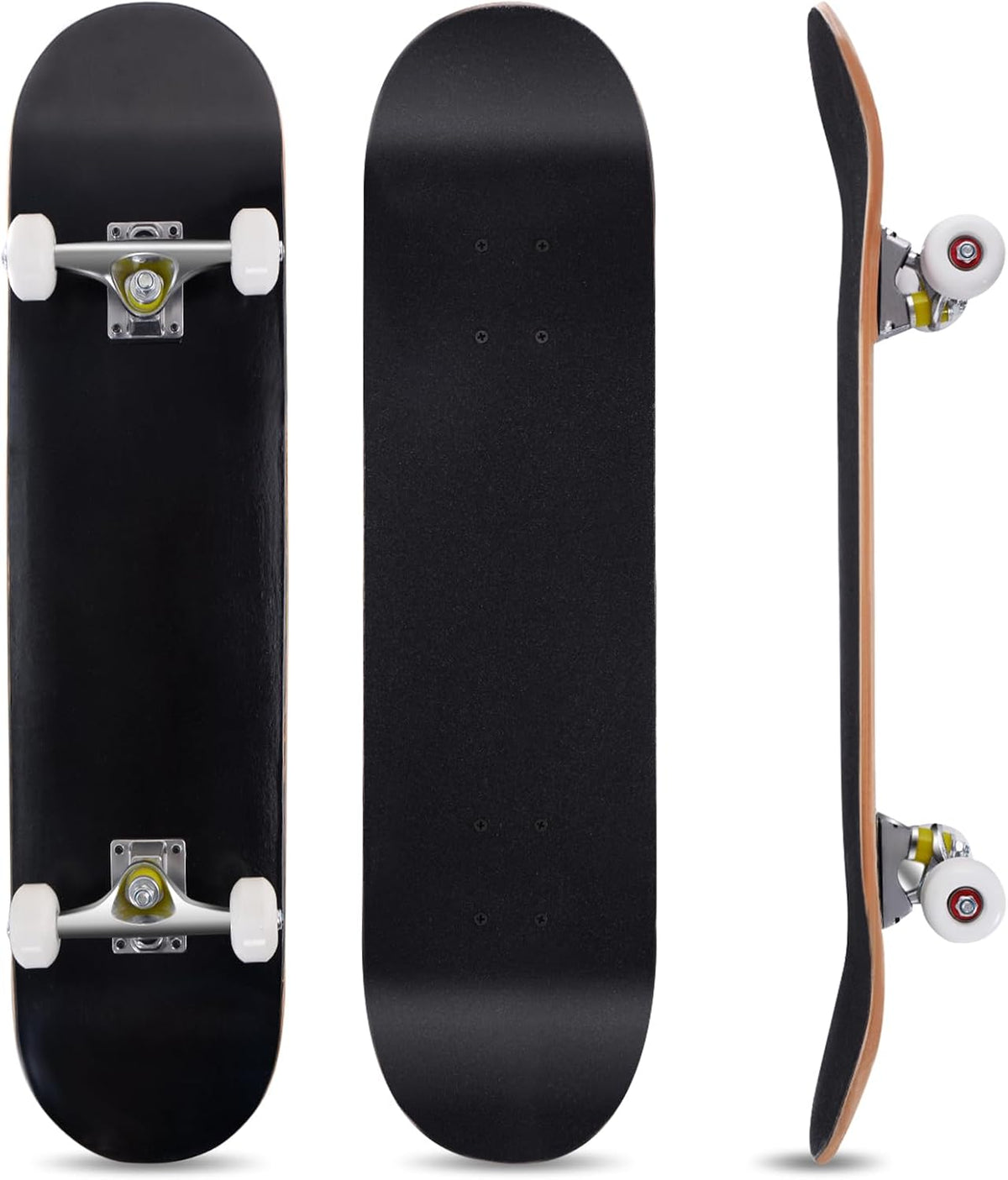 Skateboard, Plateau en Bois d'érable à 7 Couches, 78, 7 × 20, 3 cm, GYMAX, 79 × 20 cm, ABEC-7, Double Coup de Pied, Adultes, débutants