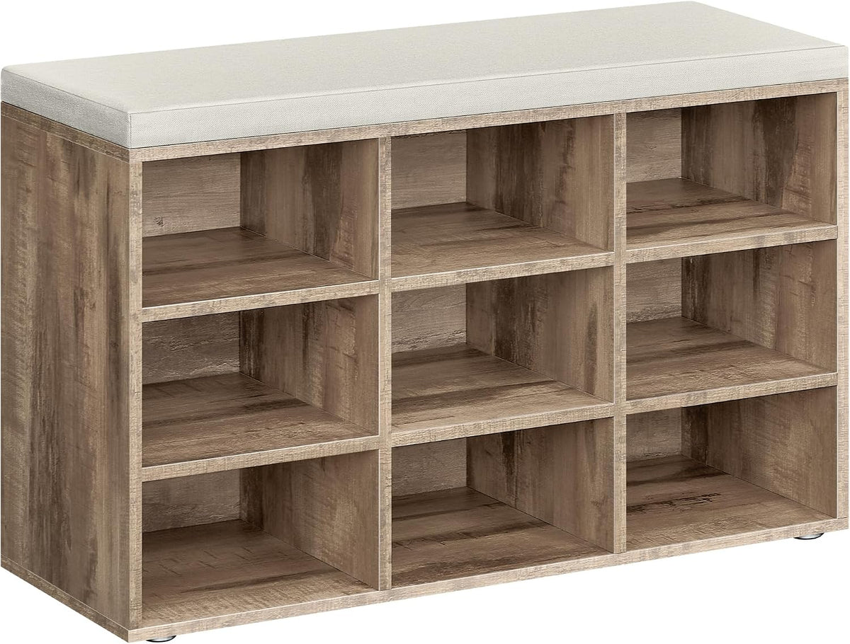 Banc de rangement, 30, 3 × 78, 5 × 48 cm, Organiseur de Chaussures avec 9 Compartiments, pour Entrée, VASAGLE, 30, 3 cm, LHS009K02