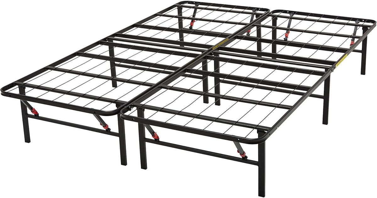 Cadre de lit Amazon Basics, 135 × 190 cm, pliable, 33 cm, 35.5H cm, Montage sans outil, Noir, Rangement sous le lit, Lit simple