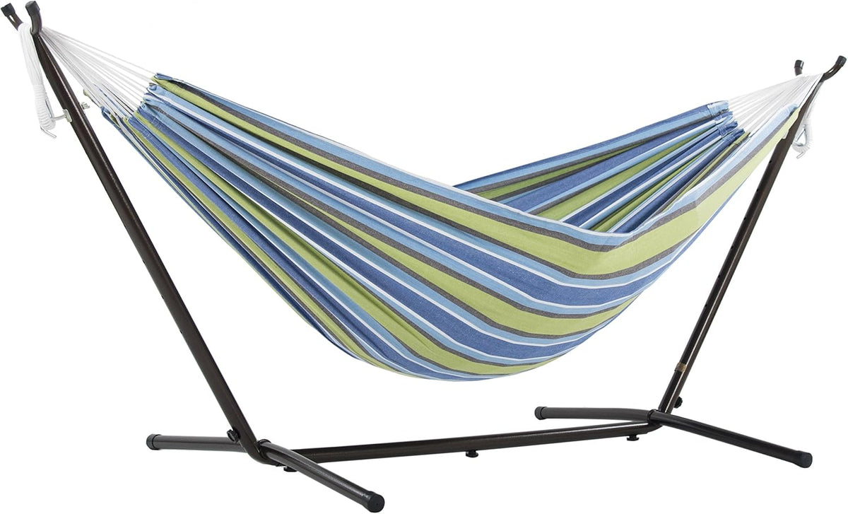 Vivere Hamac, DOUBLE COTTON HAMMOCK avec support, 250 CM, 250 × 109 × 104 cm, 211 × 150 cm, 312 cm, - OASIS