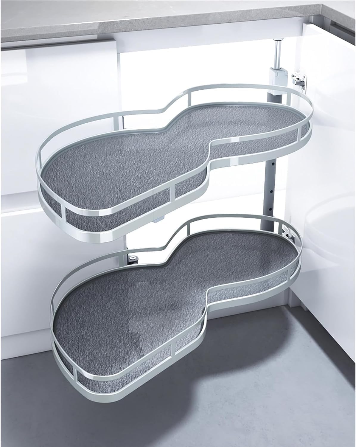 Organiseur coulissant, acier inoxydable, Meuble d'angle de Cuisine carrousel, GLMGBP, Support de Rangement Coulissant pour Bols à épices