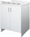 Meuble sur pied, L60 x P50 x H85 cm, intérieur et extérieur, Negrari, Blanc, Lavabo Lavabo en mélaminé, kit d'échappement Inclus