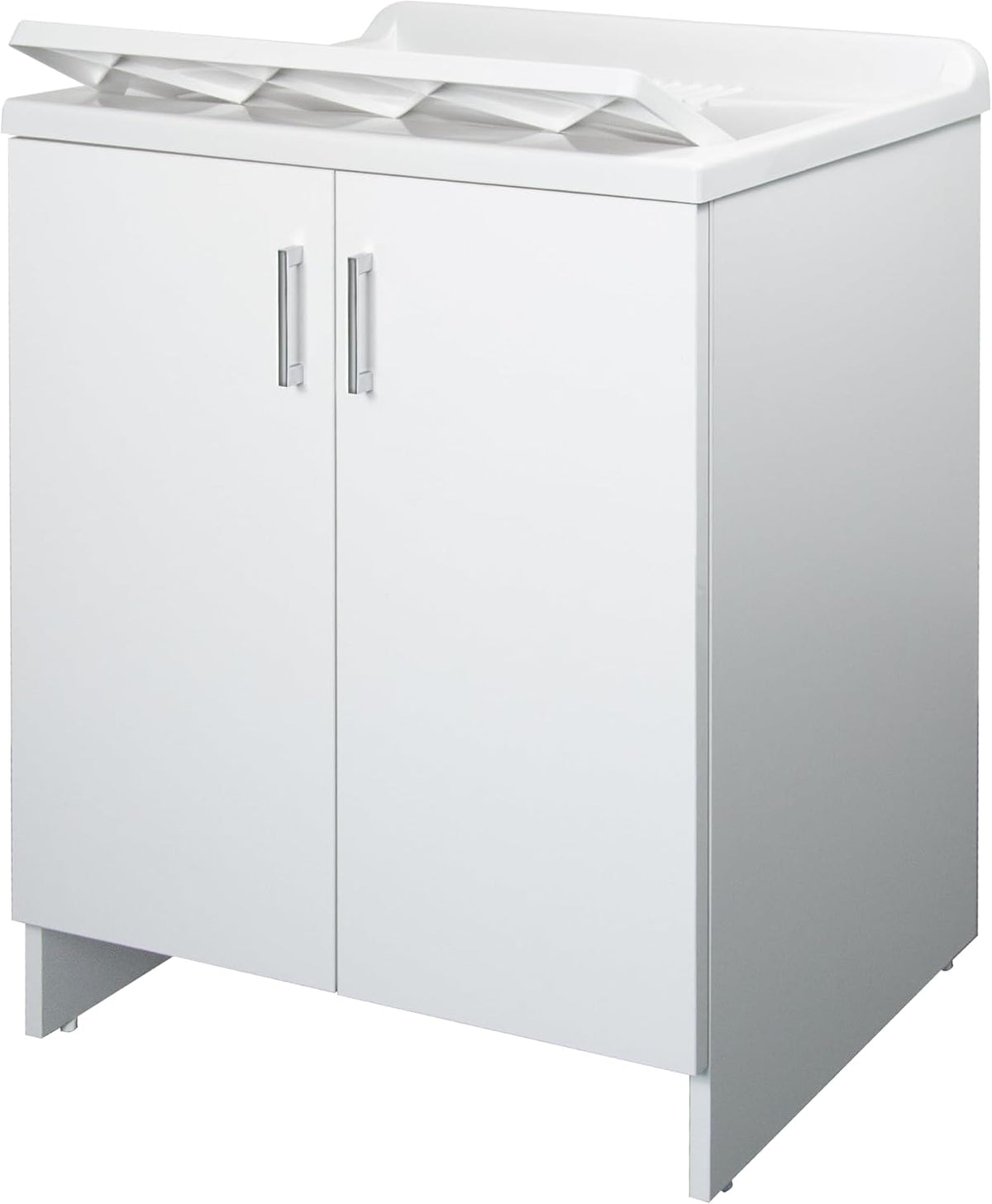Meuble sur pied, L60 x P50 x H85 cm, intérieur et extérieur, Negrari, Blanc, Lavabo Lavabo en mélaminé, kit d'échappement Inclus
