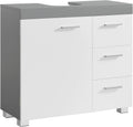 Meuble sur pied, 70 × 30 × 63, 8 cm, réglable, VASAGLE, 30 × 70 × 64 cm, 23 × 20 cm, 3 Tiroirs, avec Colonne, Meuble sous Lavabo