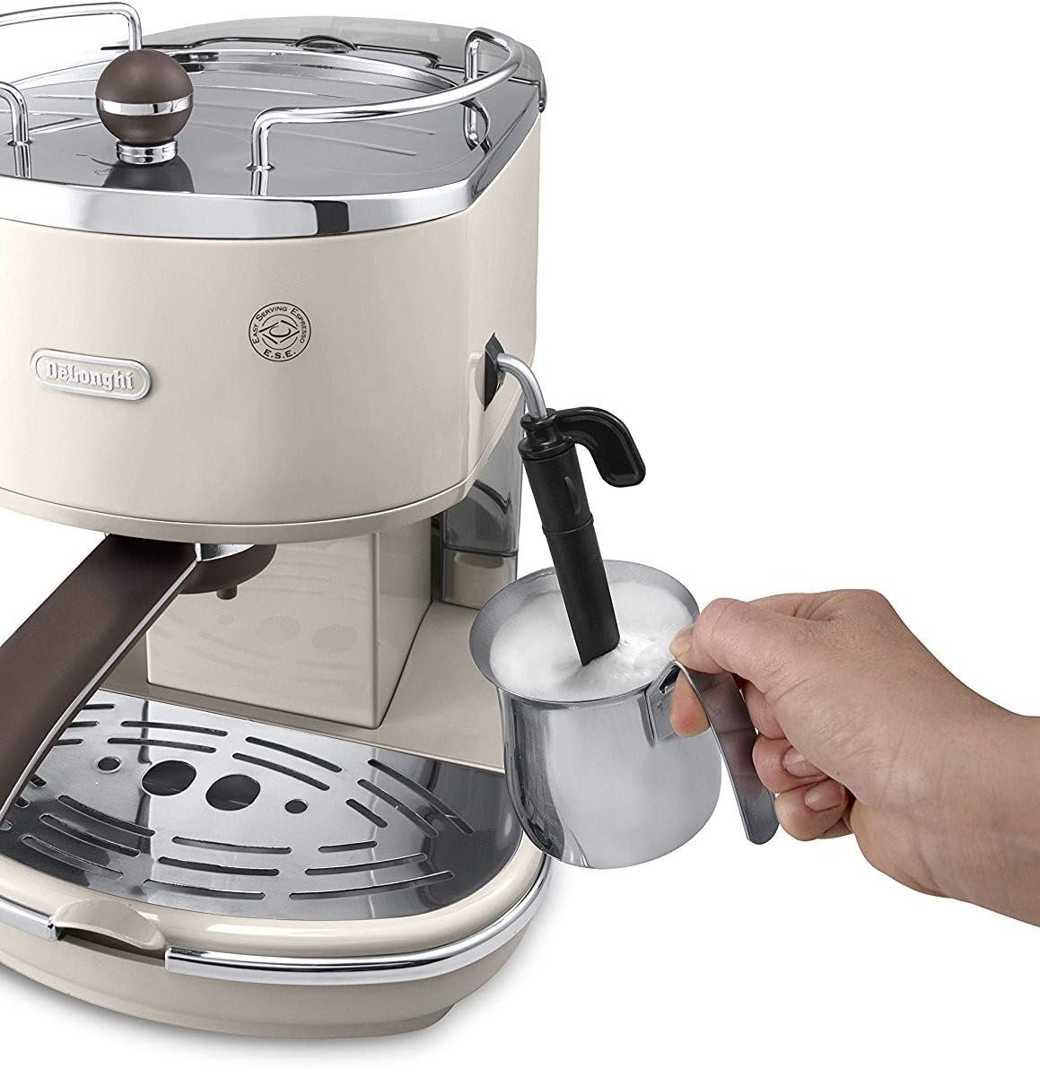 Machine à expresso et cappuccino De'Longhi, acier inoxydable, réglable, 1, 4 L, Machine à Espresso avec Mousseur à Lait Manuel, réservoir d'eau