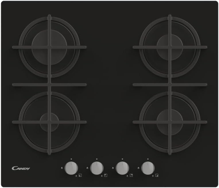 CANDY Plaque de cuisson, 59, 5 × 51 × 95 cm, verre, 60 × 51 × 95 cm, 2, 70 kW, 1, 75 kW, 1 kW, 4 feux, noir, encastrable, à encastrer