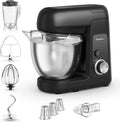 Moulinex Batteur sur socle, acier inoxydable, 4.6 L, 1100 W, 1.25 L, 8 VITESSES, cuisson au four Partner Robot pâtissier Bol 4.6 L, Noir